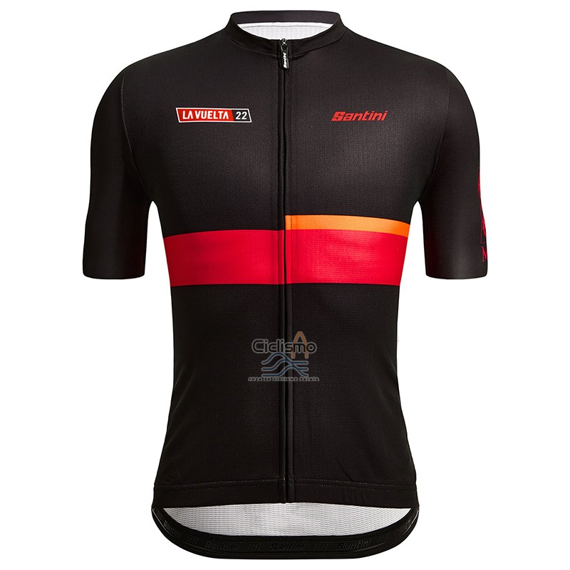 Vuelta Espana Ropa Ciclismo Culotte Corto 2022 Hombre Mangas Cortas Negro Rojo